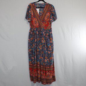 Women's Dress Plus Sizes 1X Bloomchic Bandana Floral Belted Hem Maxi Dress